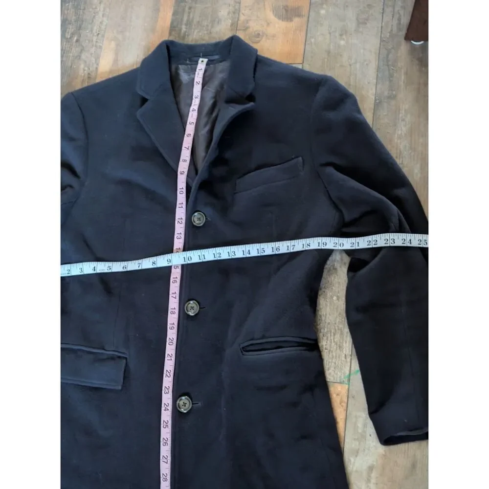 J.Crew Ludlow Mens 38S Black Wool Cashmere Overcoat Single Breasted Topcoat